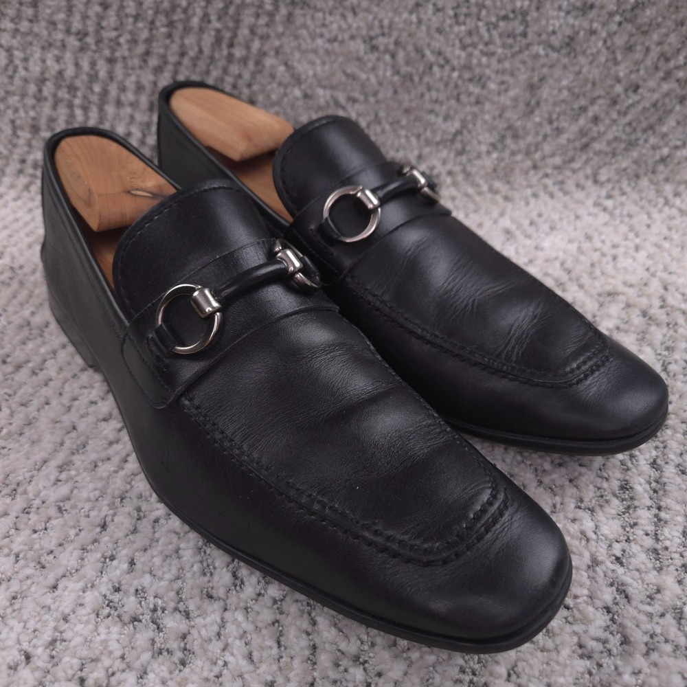 Magnnani Loafers Mens Size 8.5 Horsebit Slip On Leather Black Shoes 8.5M‎ GUC